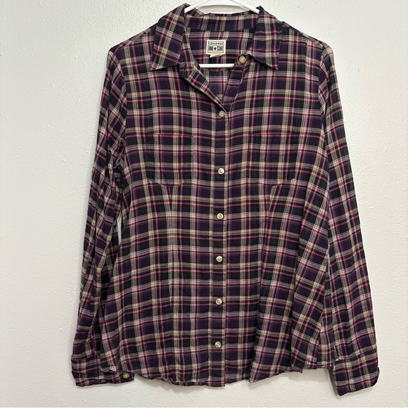 Converse One Star Purple and Pink Plaid Shirt - Picture 1 of 2